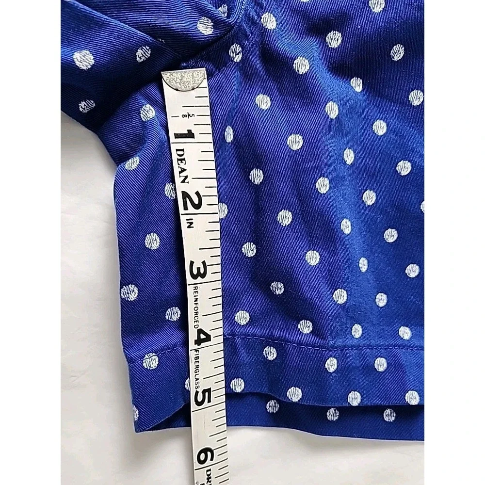 Merona‎ Women's 2 Chino Shorts Blue w/White Poka Dots 100% Cotton Mid-Rise CUTE!